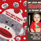 Sock Monkey Birthday Invitations or Thank You Cards