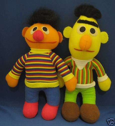 VINTAGE SESAME STREET BERT ERNIE PLUSH HASBRO SOFTIES