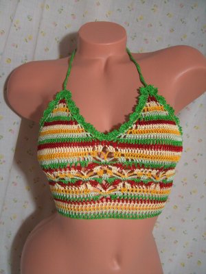 Caribbean Vacation Butterfly Crochet Top (Jamaican / Rasta) (One Size fits)