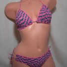 Pink/Black Graffiti Banded Bottom Bikini (Small/Medium)
