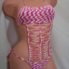 Pink/White Zeebra Stripes One Piece Swimsuit (Small/Medium)