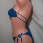 Ocean Blue Yarn Uneven Straps Bandeau Bikini (Small/Medium)