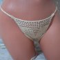 Uneven Lattice Bandeau Bikini with Brazil Bottoms (Small/Medium)