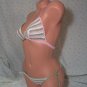 White, Pink, and Green Candycane Stripes Bikini (Small/Medium)