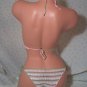 White, Pink, and Green Candycane Stripes Bikini (Small/Medium)