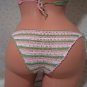 White, Pink, and Green Candycane Stripes Bikini (Small/Medium)