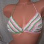 White, Pink, and Green Candycane Stripes Bikini (Small/Medium)