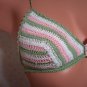 White, Pink, and Green Candycane Stripes Bikini (Small/Medium)