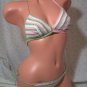 White, Pink, and Green Candycane Stripes Bikini (Small/Medium)