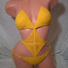 Mustard Yellow Cross One Piece Swimsuit (Small/Medium)