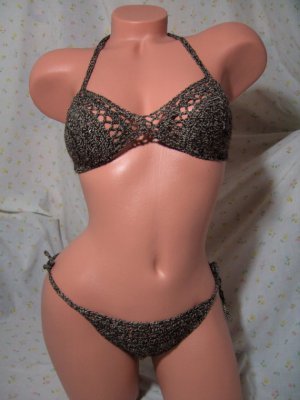 Black/Platinum Halter Bikini (Small/Medium)
