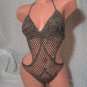 Black/Platinum Thong One Piece Swimsuit (Small/Medium)
