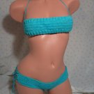 Turquoise Blue Bandeau Bikini with Hipster Bottoms (Small/Medium)