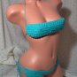 Turquoise Blue Bandeau Bikini with Hipster Bottoms (Small/Medium)