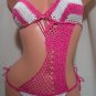 Pink/White Harp One Piece Swimsuit (Small/Medium)