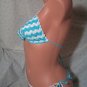 Turquoise Blue and White Bikini with Nautical Waves (Small/Medium)