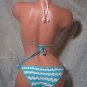 Turquoise Blue and White Bikini with Nautical Waves (Small/Medium)