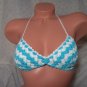 Turquoise Blue and White Bikini with Nautical Waves (Small/Medium)