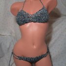 Black/Platinum Space Dyed Halter Bikini with Hipster Bottoms (Small)