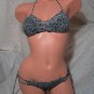 Black/Platinum Space Dyed Halter Bikini with Hipster Bottoms (Small)