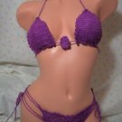Purple Flower Power Decorative Thong Bikini (Small/Medium)