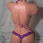 Purple Flower Power Decorative Thong Bikini (Small/Medium)