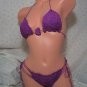 Purple Flower Power Decorative Thong Bikini (Small/Medium)