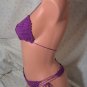 Purple Flower Power Decorative Thong Bikini (Small/Medium)