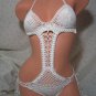 White Trellis One Piece Swimsuit (Small/Medium)