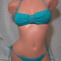 Turquoise Blue Bandeau Butterfly Bikini with Brazil Bottoms (Small/Medium)