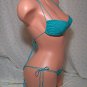 Turquoise Blue Bandeau Butterfly Bikini with Brazil Bottoms (Small/Medium)