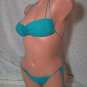 Turquoise Blue Bandeau Butterfly Bikini with Brazil Bottoms (Small/Medium)