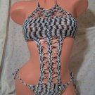 Black/White Zeebra Stripes One Piece Swimsuit (Small/Medium)