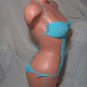 Turquoise Blue O-Ring Keyhole Bandeau Swimsuit (Small/Medium)