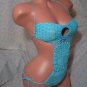 Turquoise Blue O-Ring Keyhole Bandeau Swimsuit (Small/Medium)