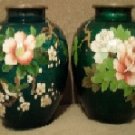 Antique Japanese Guilloche Cloisonne Silver Wire Vases