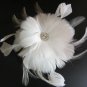 Crystal center feather fascinator for birdcage veil or tulle veil/wedding - ivory or white