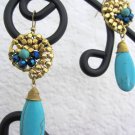 Stonishing unique party/wedding earings in blue torquise gold