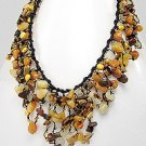 beach waxed wicker necklace made with yellow/brown stones