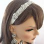 Limited time Sale for Crystal platinum bridal headband ivory- for tulle or birdcage veil