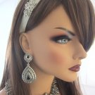 Limited time Sale for Crystal platinum bridal headband ivory- for tulle or birdcage veil