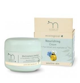 Ecological nourishing cream, with flax extract and vegetable oil