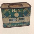 Vintage Wales Crystal Boric Acid Pharmaceutical Tin Drug Store Advertising BKLYN