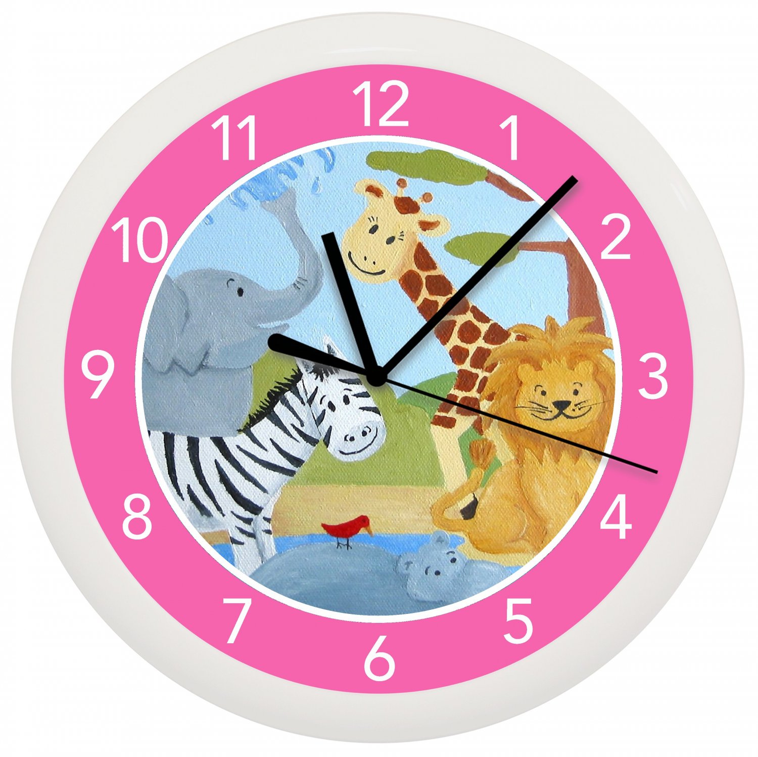 Safari Animal Nursery Wall Clock Children's Bedroom Art Decor