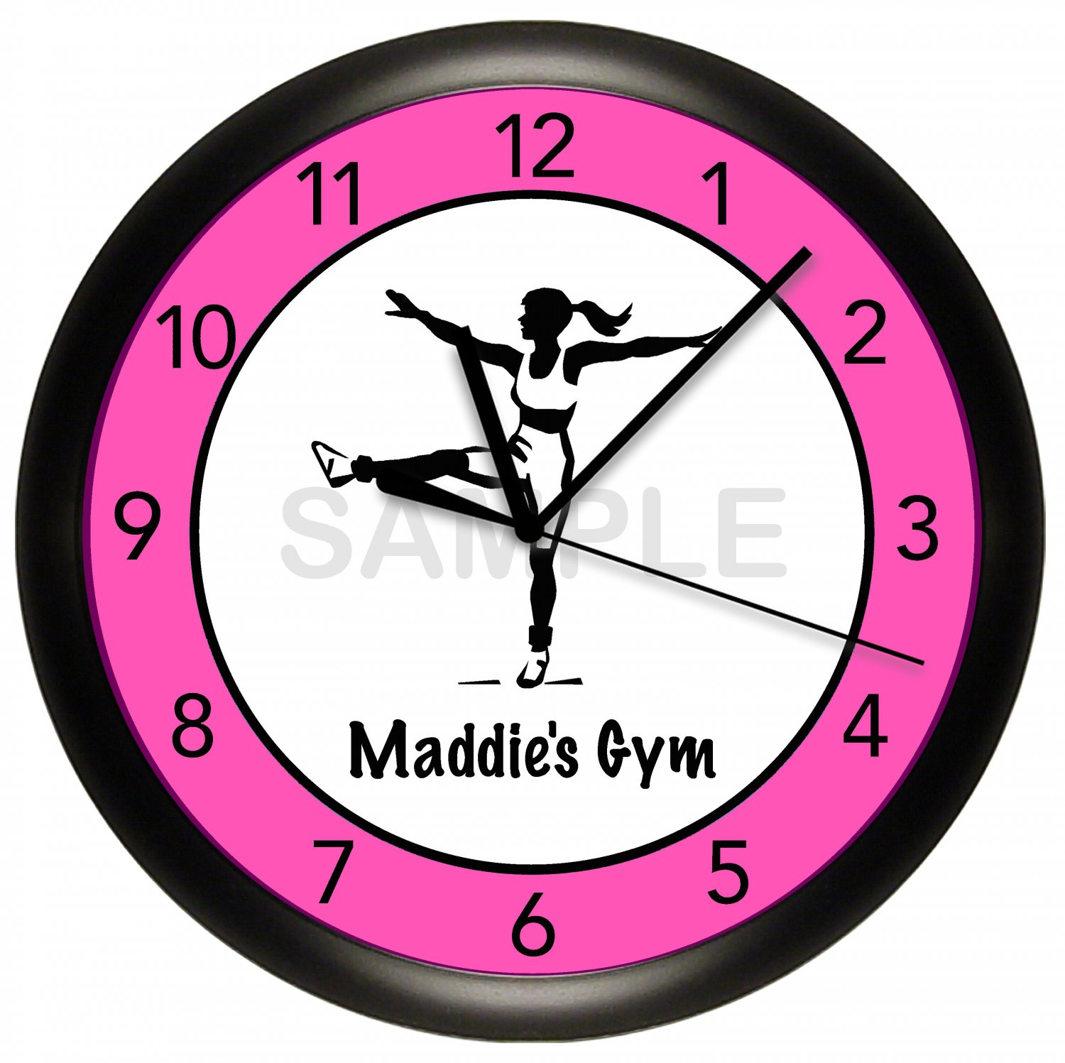 Personalized Pink FitnessGym Wall Clock