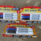 PROMARX DRY ERASE MARKERS 3 PACKAGES OF 3 BULLET TIP RED BLUE BLACK NEW NIP