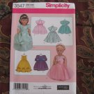 SIMPLICITY 3547 AMERICAN GIRL DOLL CLOTHES PATTERN PARTY DRESSES, BOLERO NEW
