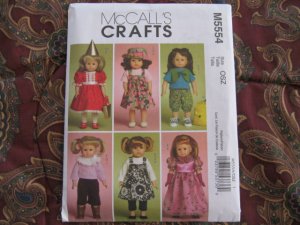 McCALL'S 5554 AMERICAN GIRL 18" DOLL CLOTHES PATTERN DRESSY & CASUAL LOTS OF STYLES  NEW