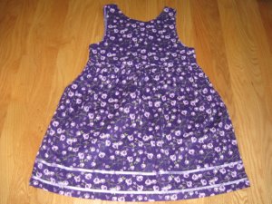 McKIDS GIRL'S SIZE 7 PURPLE DRESS CORDUROY JUMPER WITH LAVENDER ROSES PRINT NEW WITH TAG