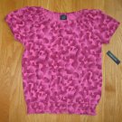 FADED GLORY SIZE XL (14-16) PINK HEART PRINT PEASANT TOP NEW WITH TAG VALENTINE'S DAY